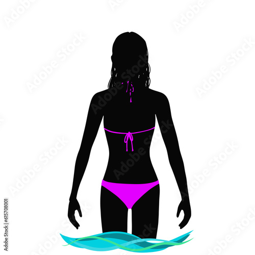 Silhouette of a girl in bikini