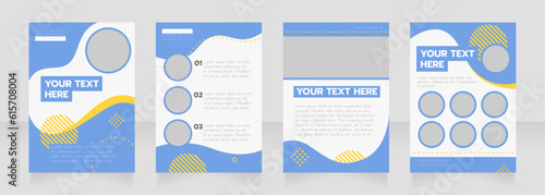 Community blue wavy blank brochure layout design. Project info. Vertical poster template set with empty copy space for text. Premade corporate reports collection. Editable flyer paper pages