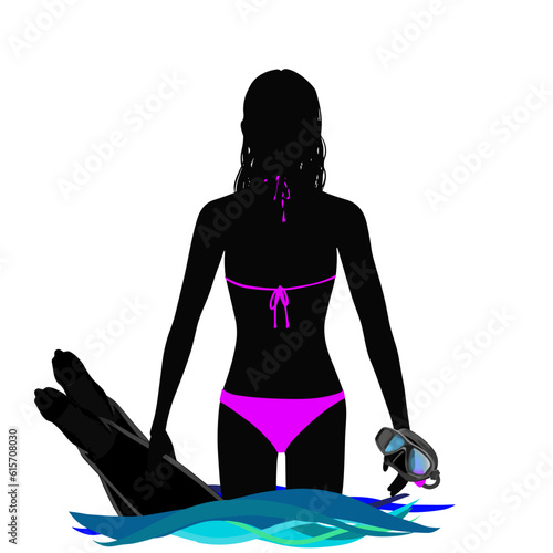 Silhouette of a Scuba Girl