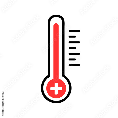 Hot icon vector. Temperature illustration sign. Thermometer symbol. Summer logo.