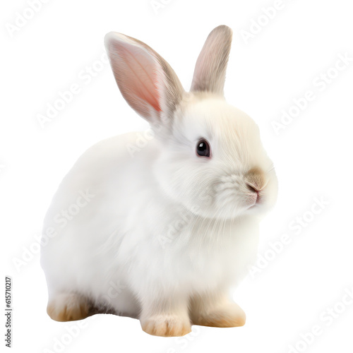 Whole body of cute rabbit isolated on transparent background. Generative AI.