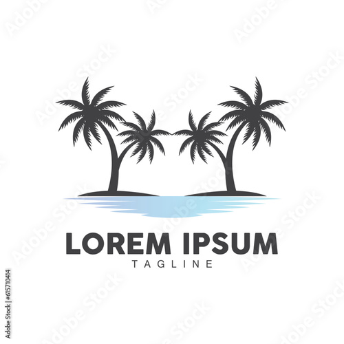 Wallpaper Mural Coconut Tree Logo, Palm Tree Sunset Beach Vector, Elegant Minimalist Simple Design, Symbol Template Icon Torontodigital.ca