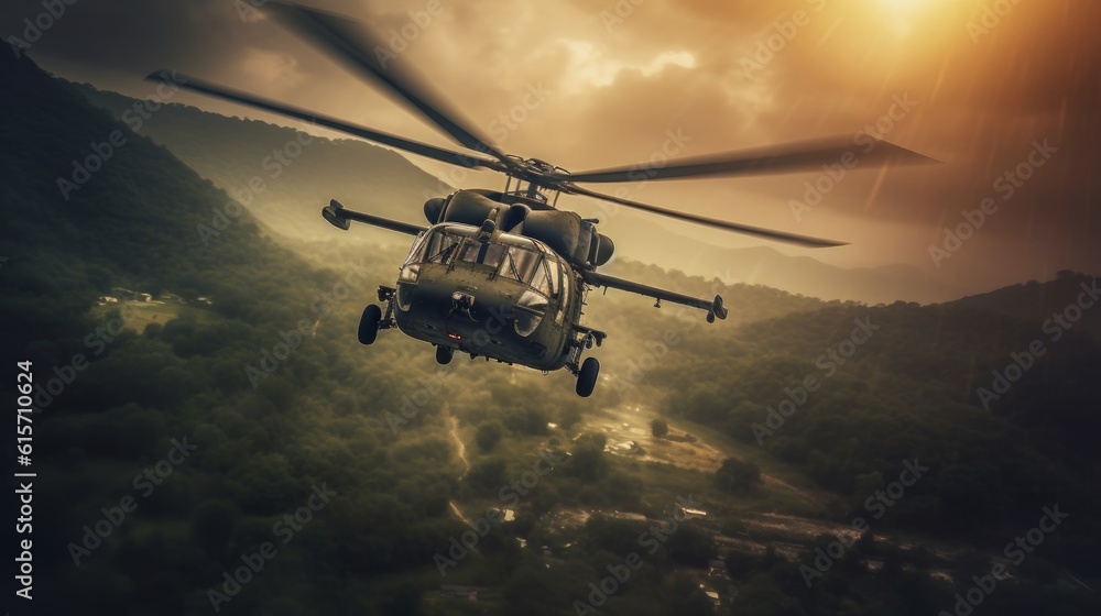 Military helicopter. Generative AI Military helicopter. Generative AI