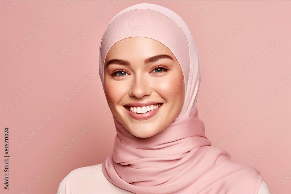 Portrait beautiful woman wearing hijab made with Generative AI Portrait beautiful woman wearing hijab made with Generative AI
