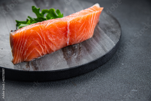 fresh salmon raw piece of fish seafood healthy meal food snack on the table copy space food background rustic top view pescatarian diet