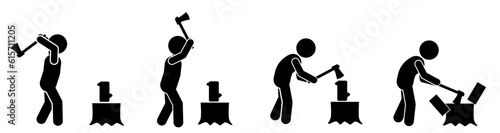 animation frames splitting wood
