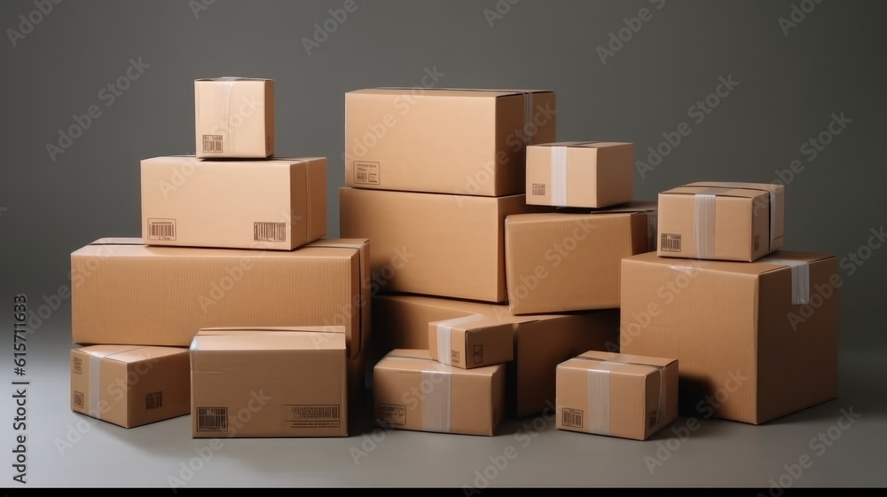Cardboard boxes on a white background, Distribution products, Delivery, Logistics Business. Cardboard boxes on a white background, Distribution products, Delivery, Logistics Business.