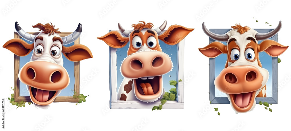Funny Cow Outside the Window. Generative AI Funny Cow Outside the Window. Generative AI