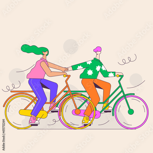 cycling couple character