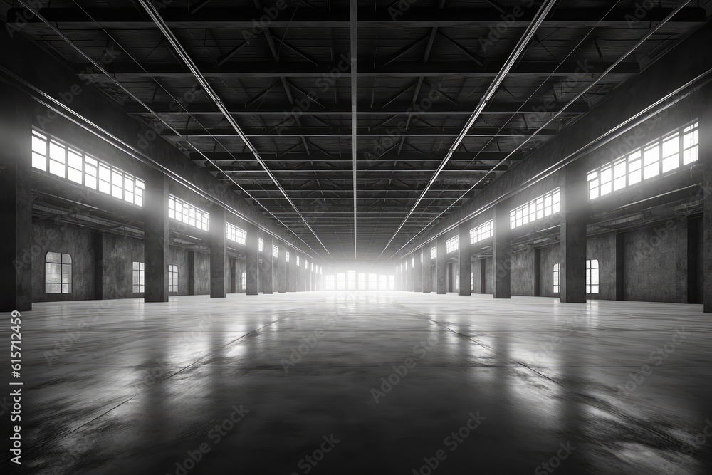 Empty big warehouse, Warehouse or industrial building, Modern interior design empty space for product display or industry background. Empty big warehouse, Warehouse or industrial building, Modern interior design empty space for product display or industry background.