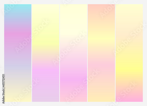 Vector colorful gradient collection. Holographic Background. © Nganhaycuoi
