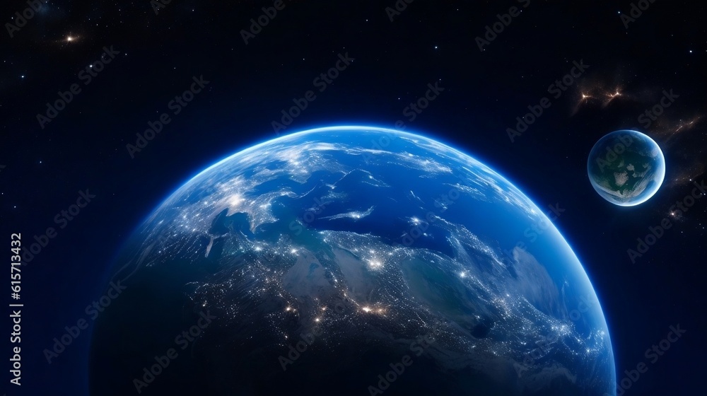 A Spectacular Night View of Our Planet Illuminated in the Vastness of Space A Spectacular Night View of Our Planet Illuminated in the Vastness of Space