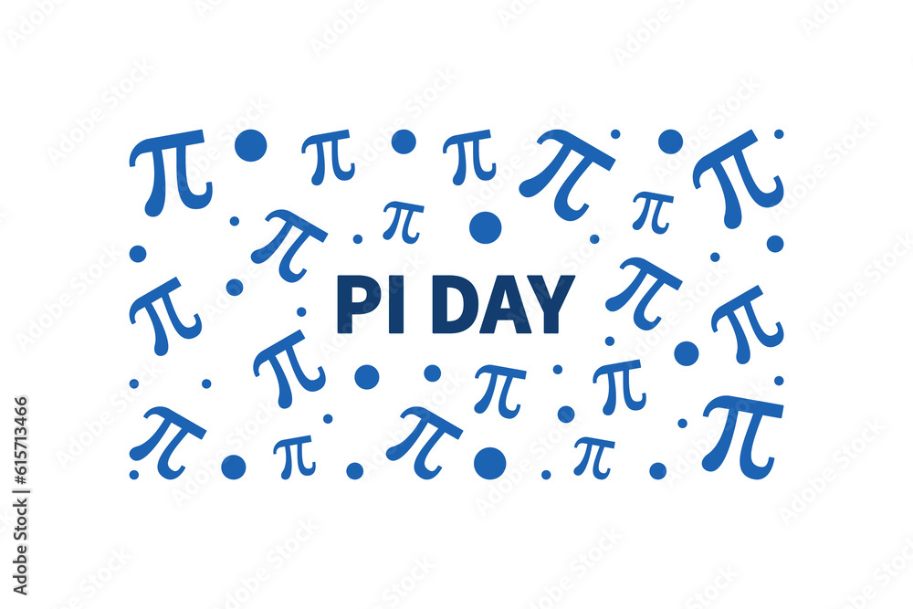 Pi Day on March 14th vector blue horizontal banner - Math illustration Pi Day on March 14th vector blue horizontal banner - Math illustration
