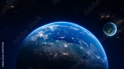A Spectacular Night View of Our Planet Illuminated in the Vastness of Space