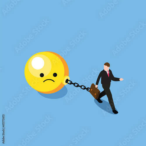 Negative thinking causing problem to move forward 3d vector illustration concept for banner, website, illustration, landing page, flyer, etc