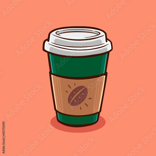 cup of coffee with paper cup illustration vector