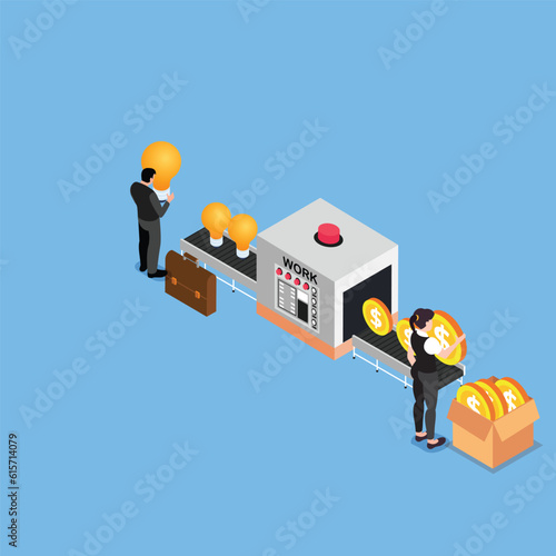 money making ideas - turning ideas into money 3d vector illustration concept for banner, website, illustration, landing page, flyer, etc