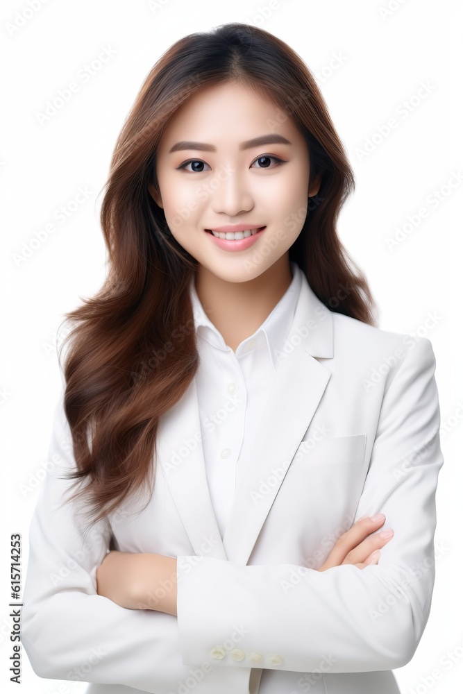 Portrait asian business woman smiling confident made with Generative AI Portrait asian business woman smiling confident made with Generative AI