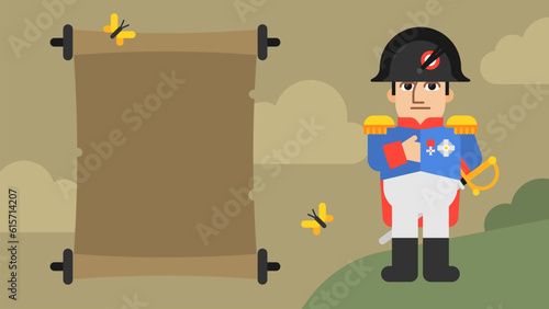 Illustration Napoleon Bonaparte and empty scroll