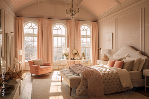 Luxury bedroom, super photo realistic background. Generative ai illustration © Anna