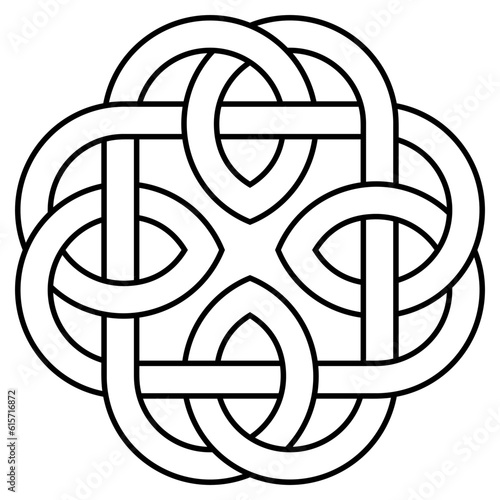 Unendlichkeitsknoten Kontur in Schwarz. Keltisches Symbol.
Symbolisiert die Unendlichkeit des Lebens, die Wiedergeburt der Seele und den manchmal beschwerlichen und verworrenen Weg in dieser Welt.