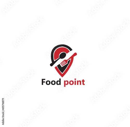 food point illustration logo the concept of location and cutlery and twilight