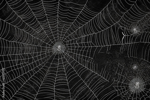 web spiders and spiders on a black chalk board background