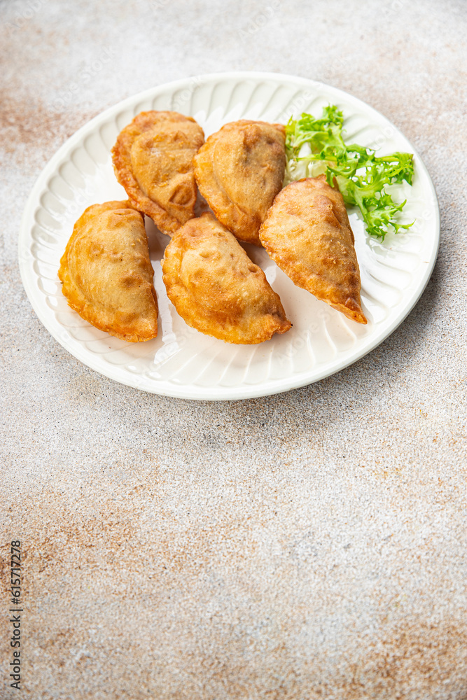 empanadas pie beef meat stuffed food snack on the table copy space food background rustic top view empanadas pie beef meat stuffed food snack on the table copy space food background rustic top view
