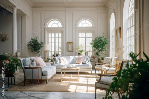 Luxury living room  super photo realistic background. Generative ai illustration