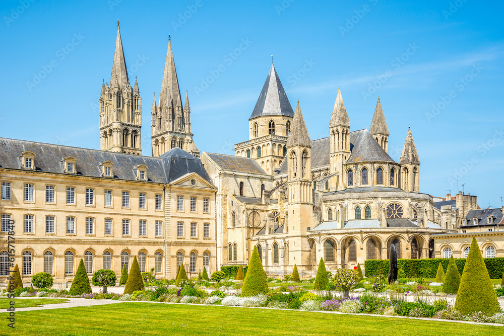 View at the Church of Saint Etienne in the streets of Caen in France