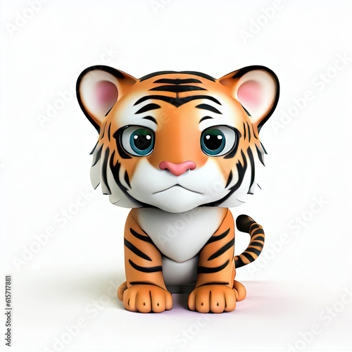 tiger cartoon isolated on white Generative AI design.