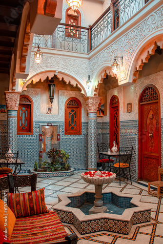 Photography mosaic, fountain, tradition, decoration, north africa, house, luxury, tourism, a