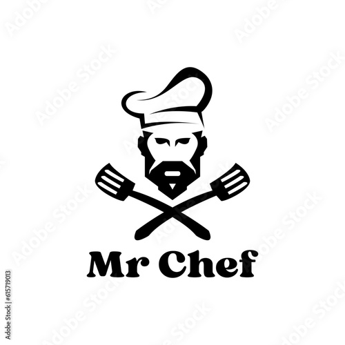 Vector Chef Logo illustration with frying tool
