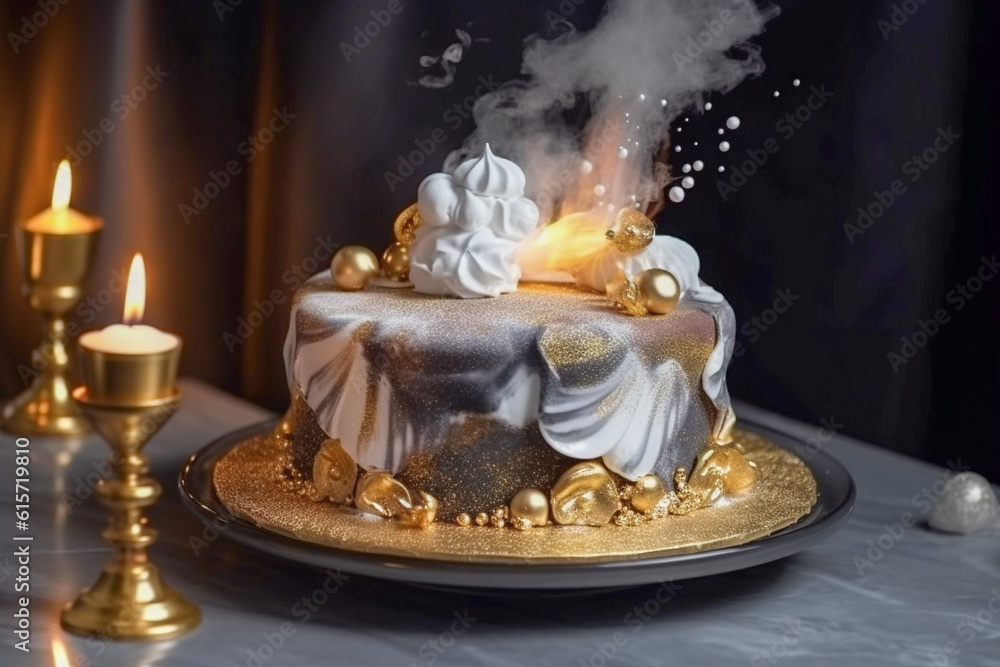 Birthday cake, super photo realistic background. Generative ai illustration Birthday cake, super photo realistic background. Generative ai illustration
