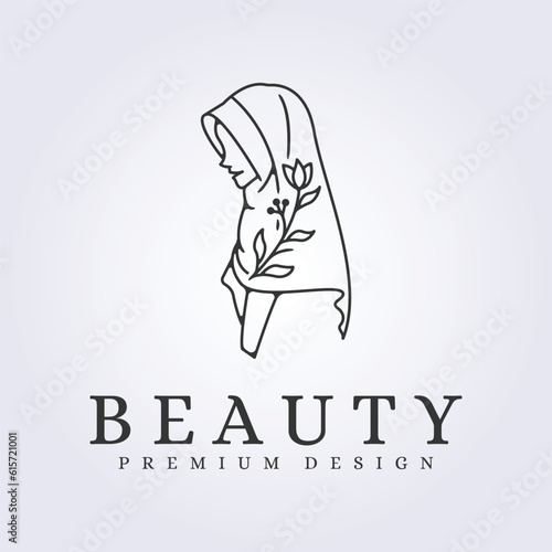 Simple hijab girl logo vector illustration design