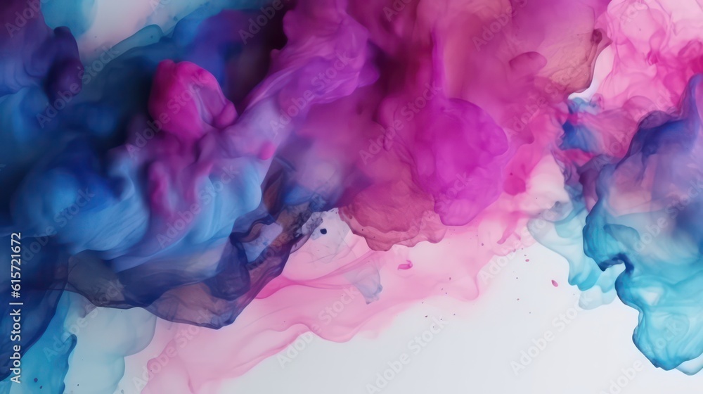 Abstract watercolor background. Blue purple pink aquarell. Generative AI.