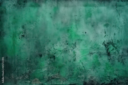 Green grunge background. Concrete wall. Toned cement surface wallpaper background. Generative AI.