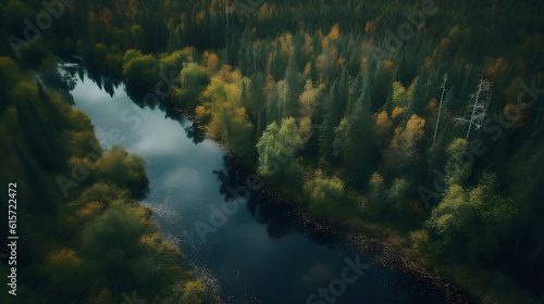 Serene Waters of the Boreal Forest. Generative AI