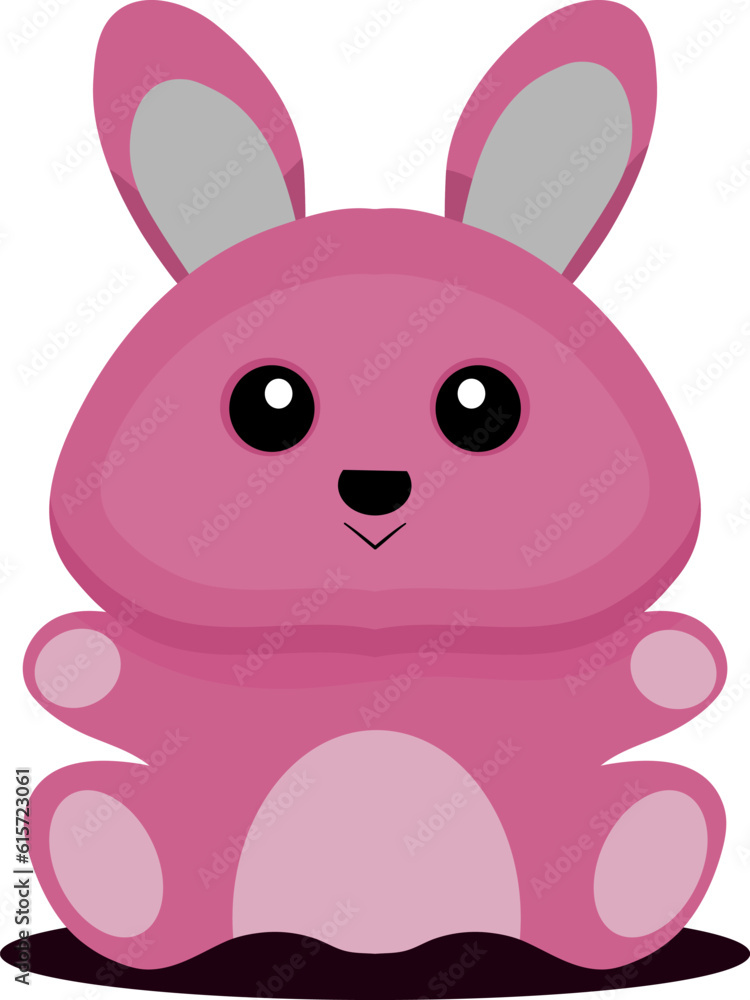Happy pink bunny or rabbit animal. Isolated on white background. Happy pink bunny or rabbit animal. Isolated on white background.
