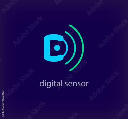 Creative digital sensor letter d logo. Unique color transitions. Unique digital logo template. vector