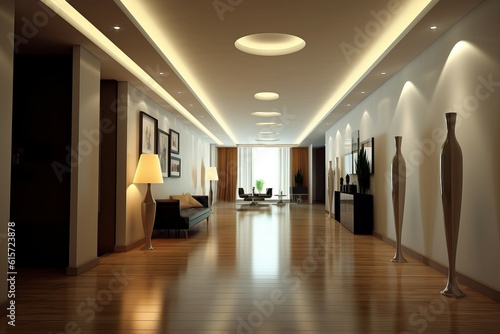 Stylish modern hall lights. Generate Ai