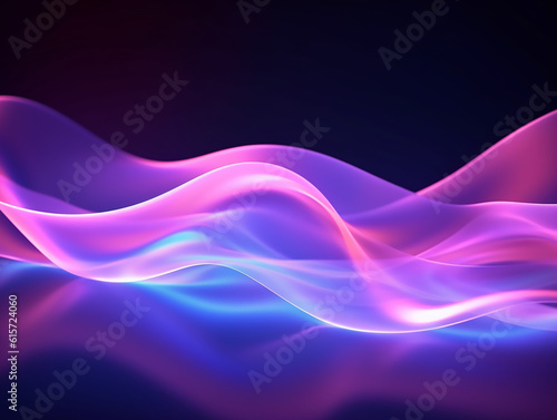 Purple pink glow waves, in the style of dotted, 3d space, abstract blue lights, streamlined design, rhythmic lines, lens flare, stockphoto, backlight, no text on the picture