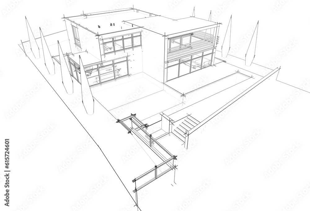 Obraz premium Sketch of a house 3d illustration