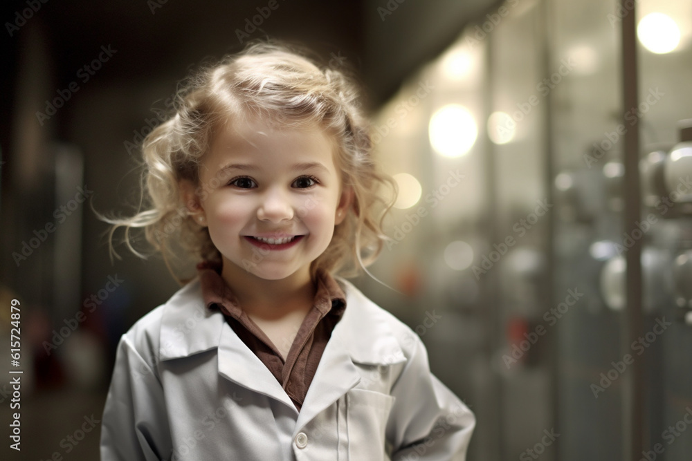 Happy girl in Scientist costume with Generative AI Happy girl in Scientist costume with Generative AI