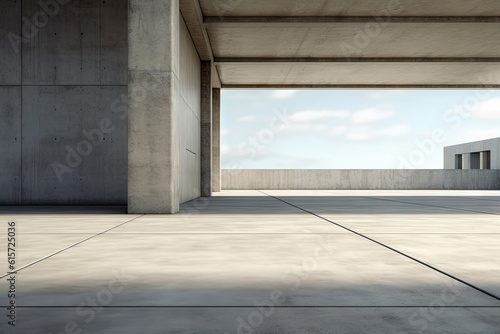 Modern concrete architecture building  exterior floor and roof  zone of car park  construction building  with empty space in clean design  with Generative Ai.