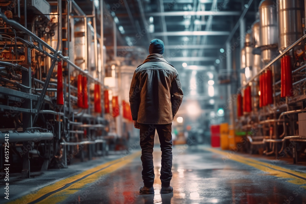 a man on a factory floor is walking through the factory with Generative AI a man on a factory floor is walking through the factory with Generative AI