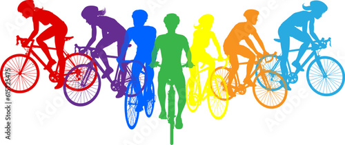 A sport active fitness sports healthy lifestyle silhouette cyclist people on bikes people silhouettes set