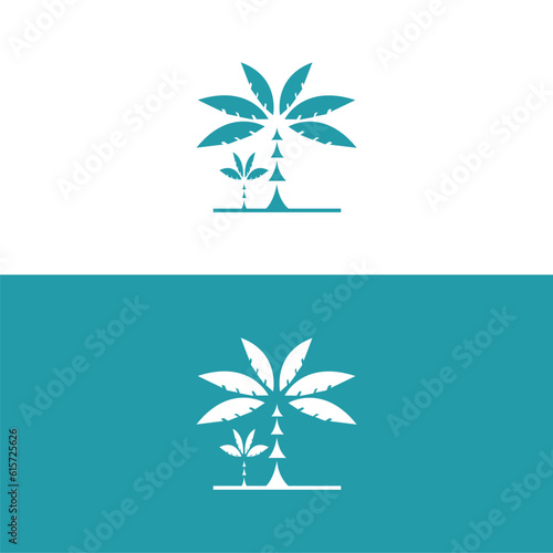 Summer plam tree with wave minimalist blue logo design icon vector palm tree logo vector icon illustration palm tree logo vector icon Palm tree logo template vector 