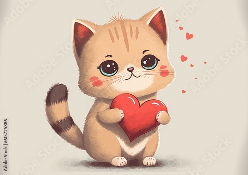 Kitten Postcard, Valentine Design A5 Created with Generative AI Tools