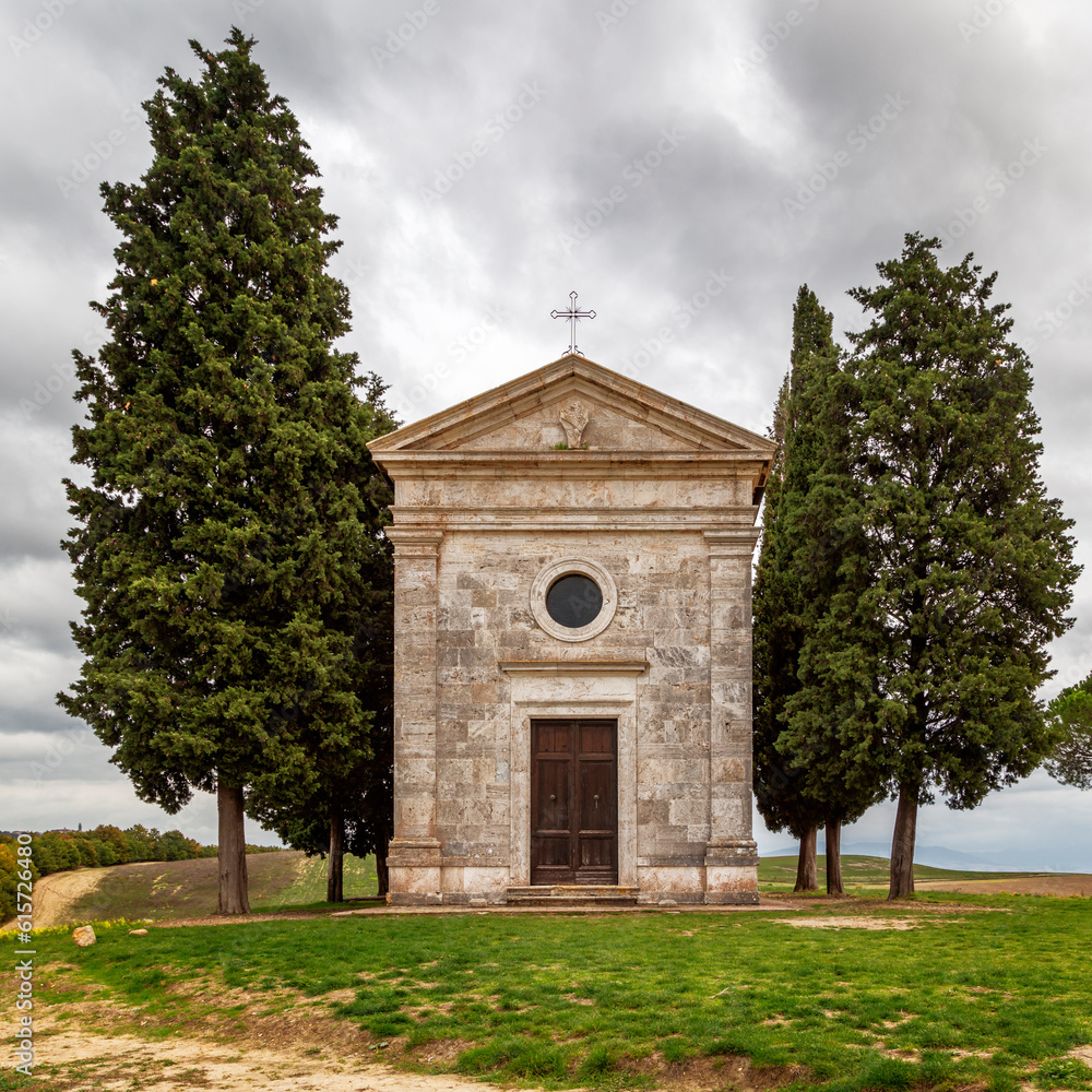 Madonna di Vitaleta's chapel, val d'orcia, siena, Tuscany, italy